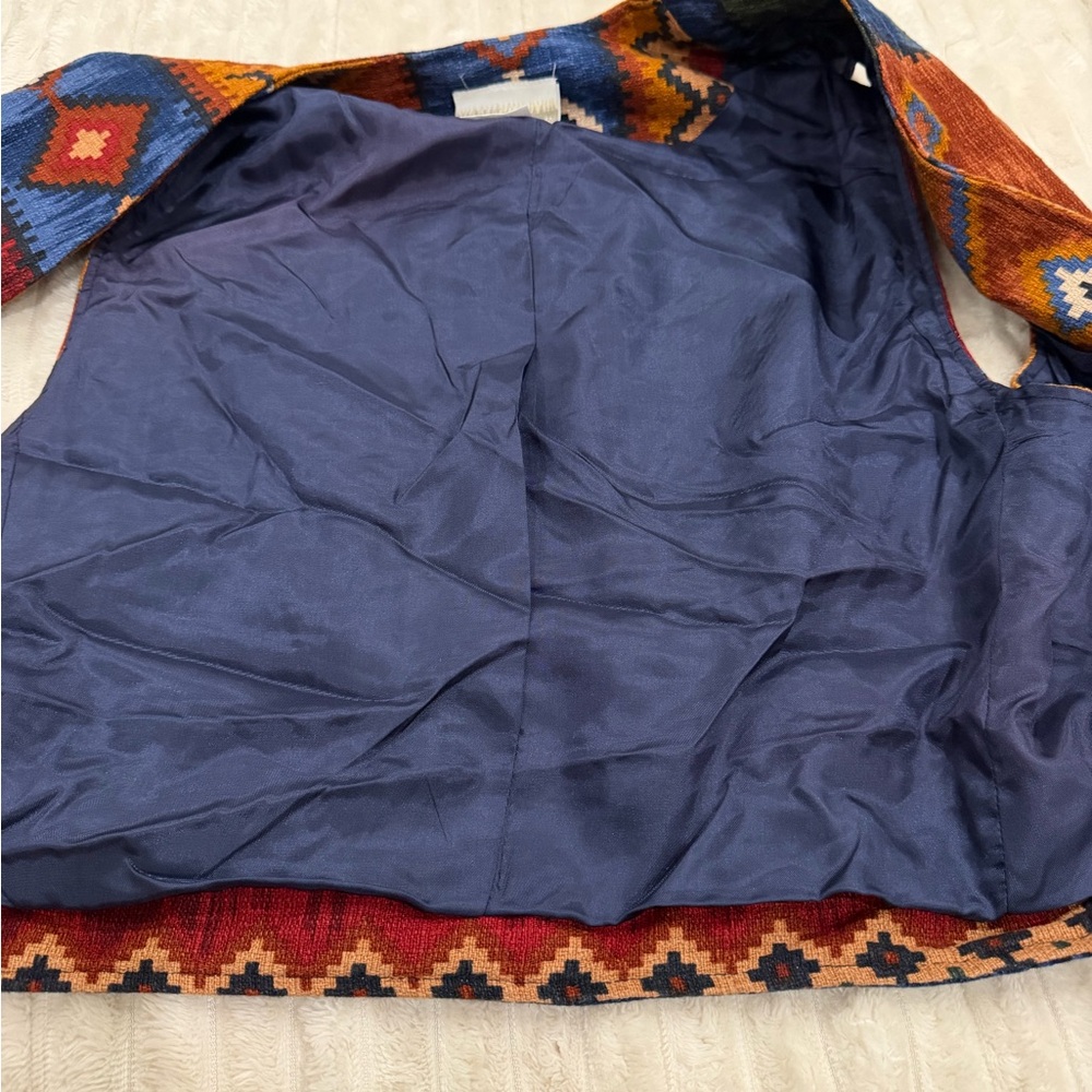VINTAGE Western Vest Concho Buttons" Southwestern Aztec Vest L Cowgirl Festival - Picture 11 of 11